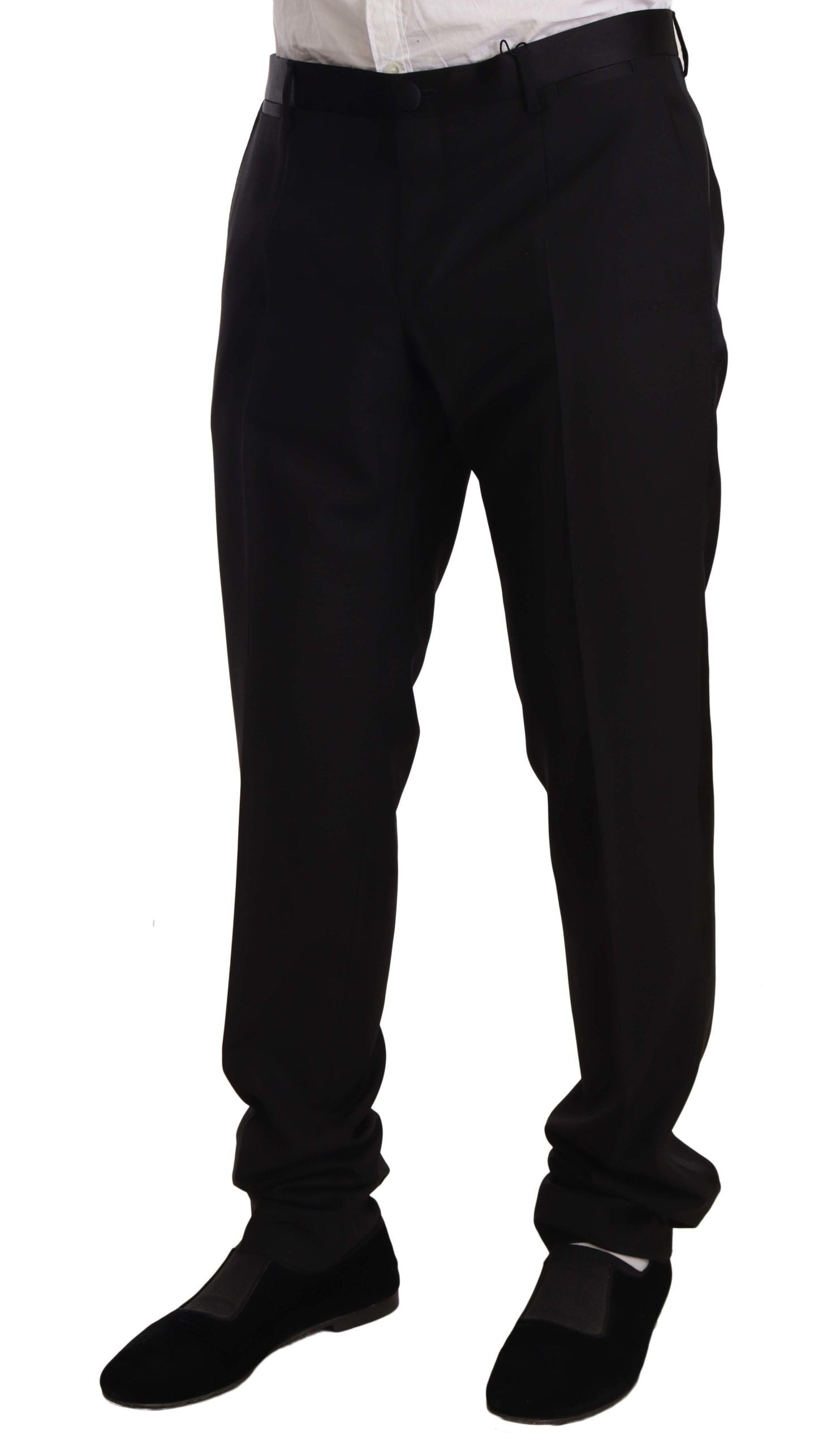 Dolce & Gabbana Black Wool Formal Tuxedo Trouser Men's Pants