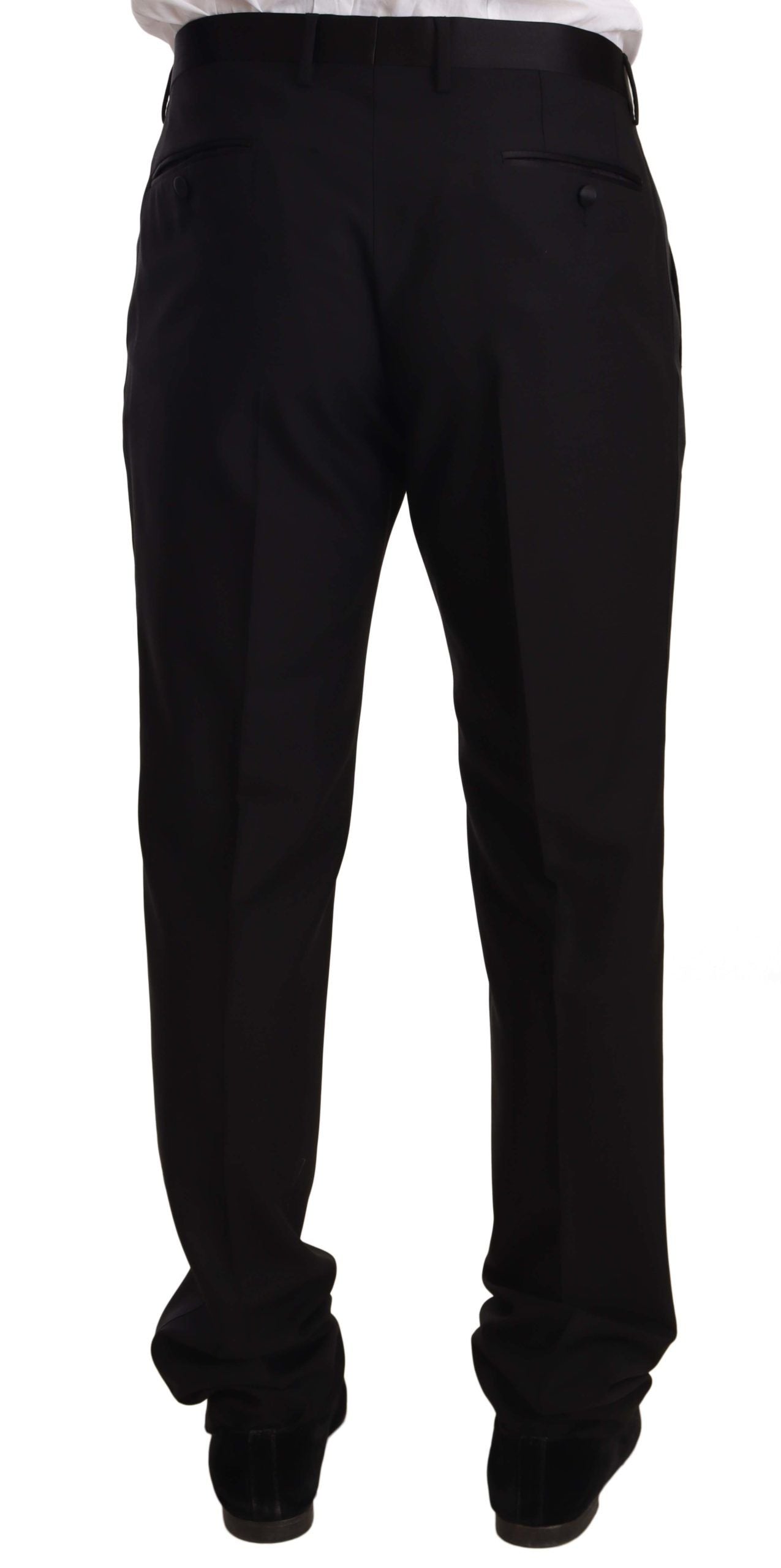 Dolce & Gabbana Black Wool Formal Tuxedo Trouser Men's Pants