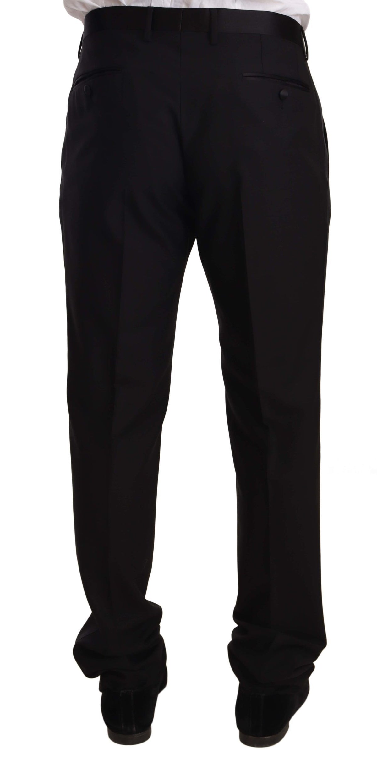 Dolce & Gabbana Black Wool Formal Tuxedo Trouser Men's Pants