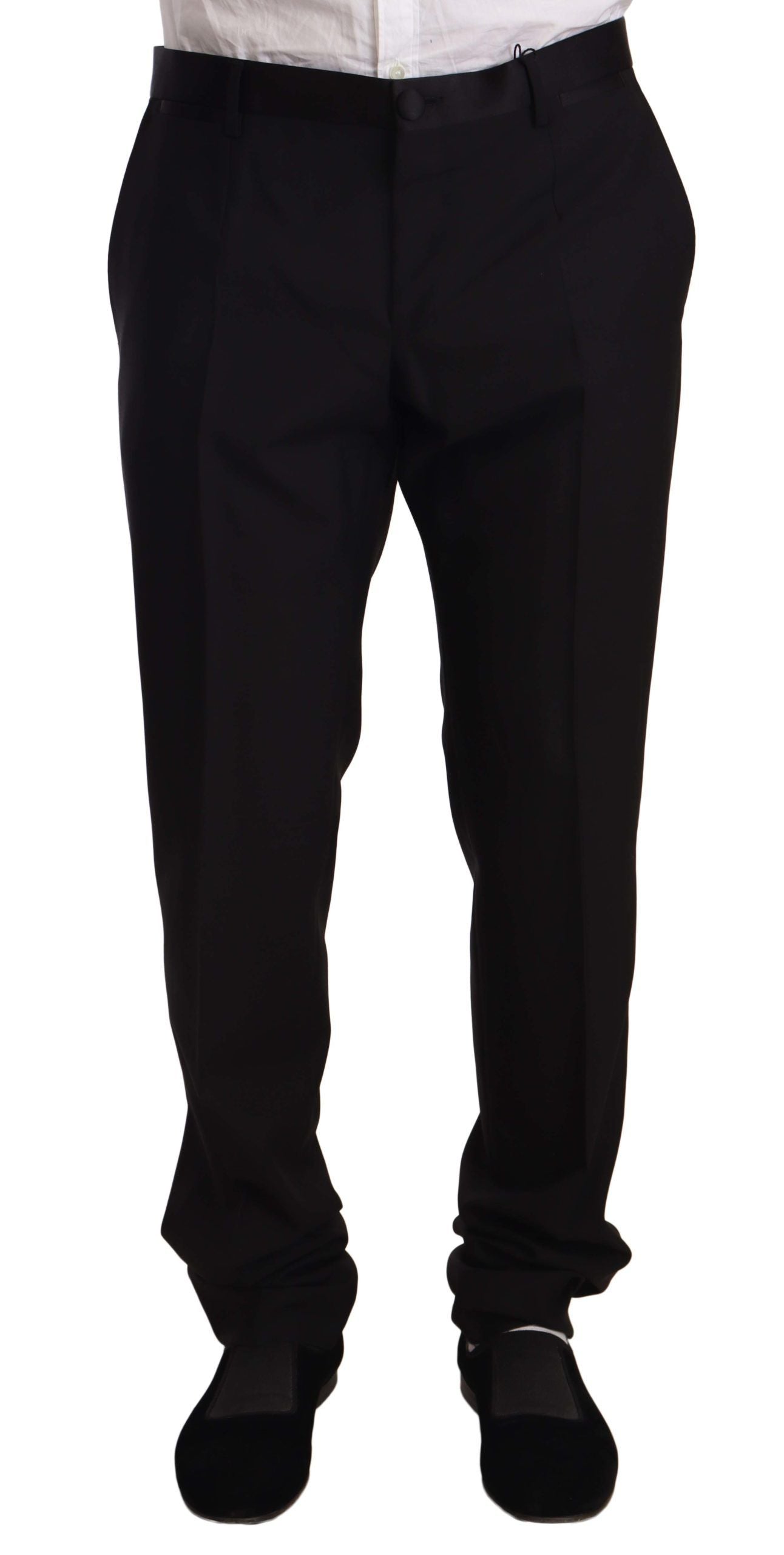 Dolce & Gabbana Black Wool Formal Tuxedo Trouser Men's Pants