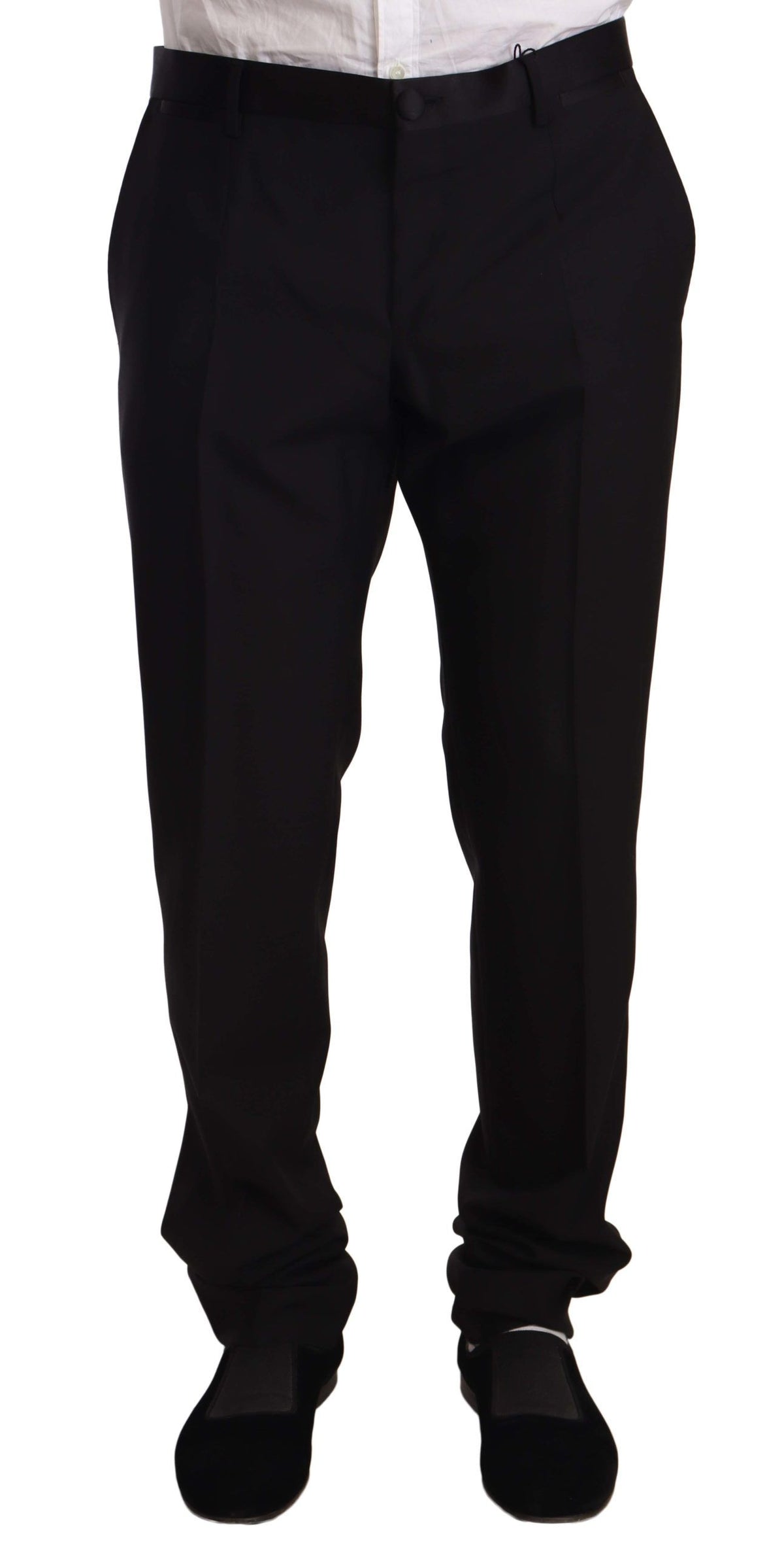 Dolce & Gabbana Black Wool Formal Tuxedo Trouser Men's Pants