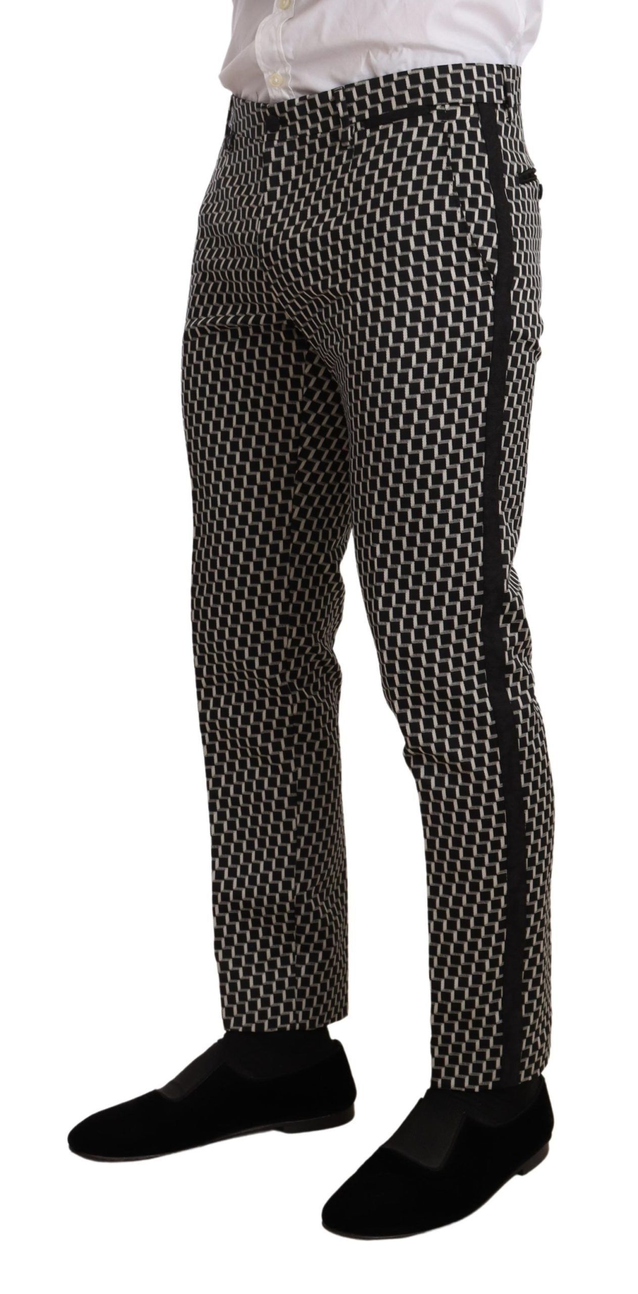 Dolce & Gabbana Elegant Martini Black Check Three-Piece Men's Suit