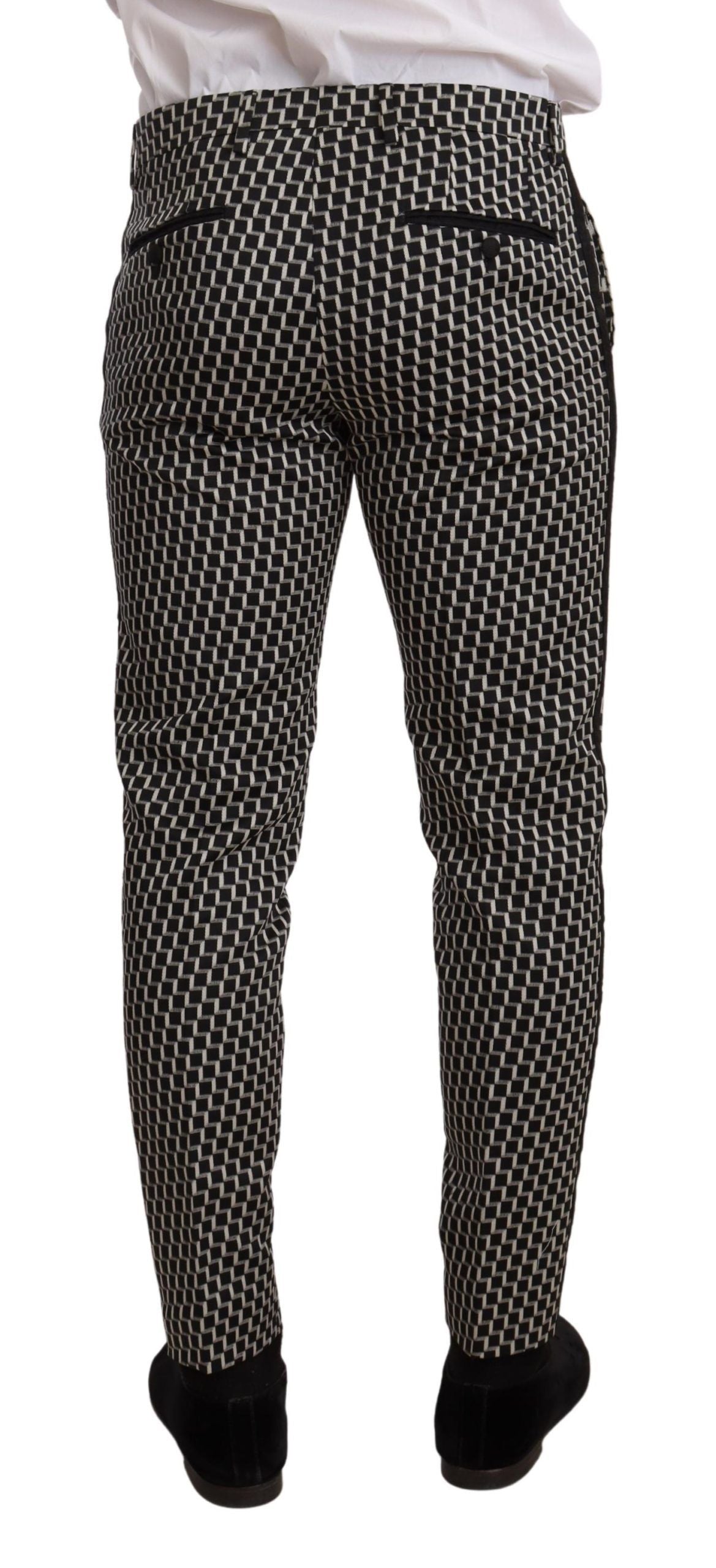Dolce & Gabbana Elegant Martini Black Check Three-Piece Men's Suit