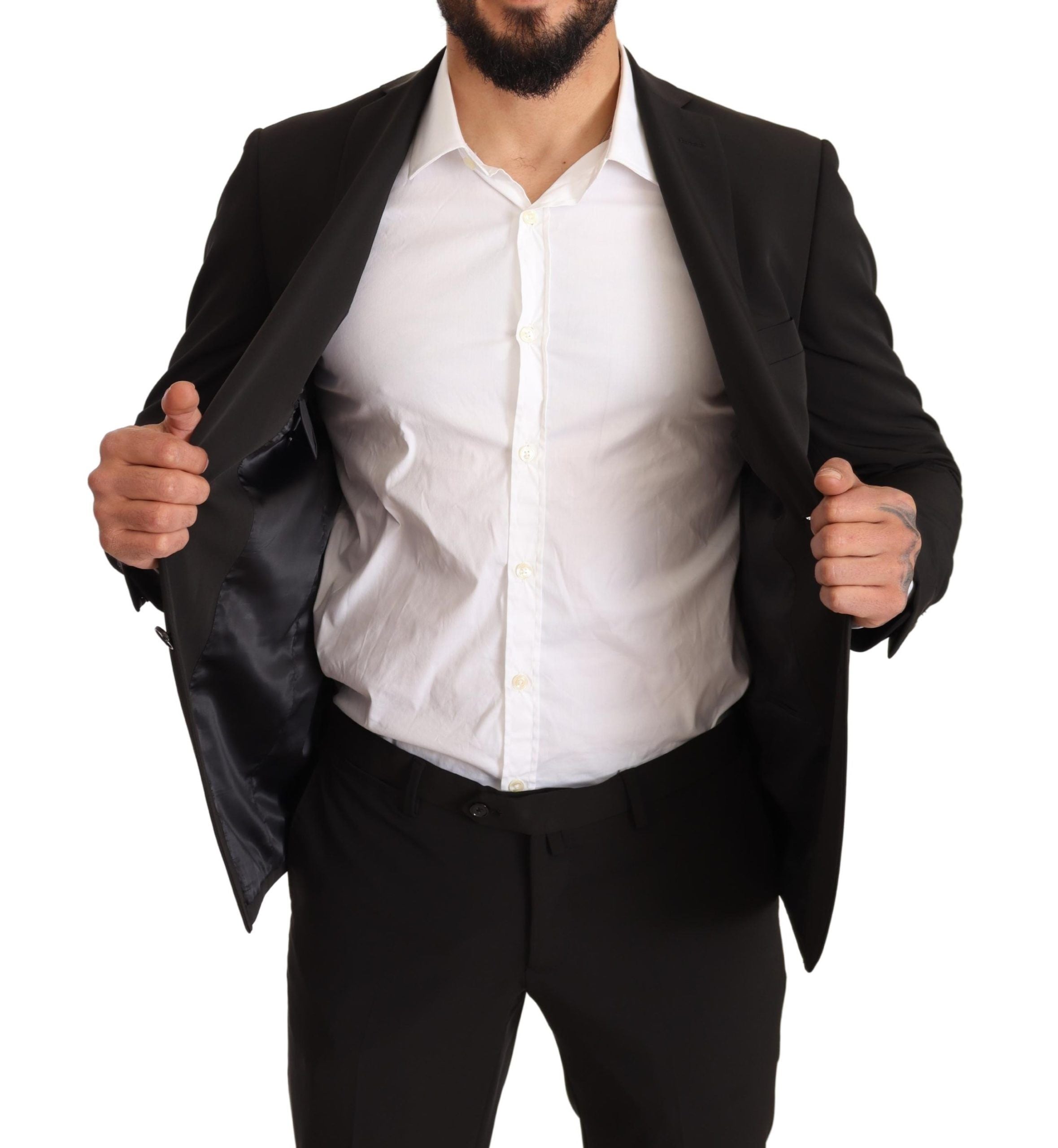 Domenico Tagliente Black Polyester Slim 2 Piece Set TAGLIENTE Men's Suit