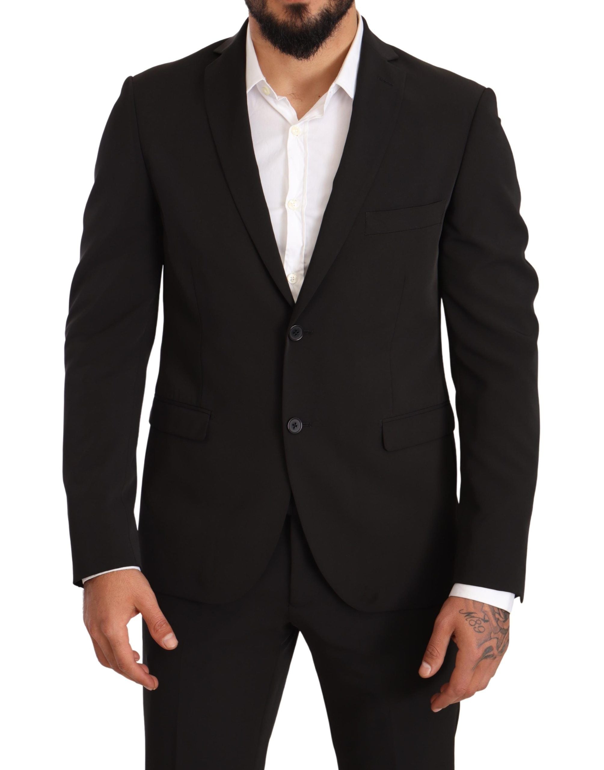Domenico Tagliente Black Polyester Slim 2 Piece Set TAGLIENTE Men's Suit