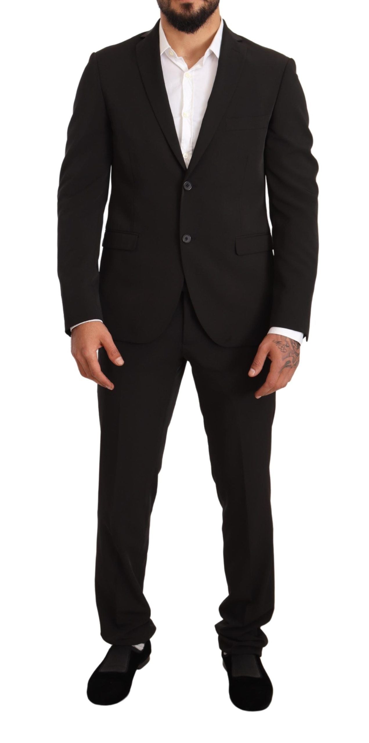 Domenico Tagliente Elegant Black Slim Fit Two-Piece Men's Suit
