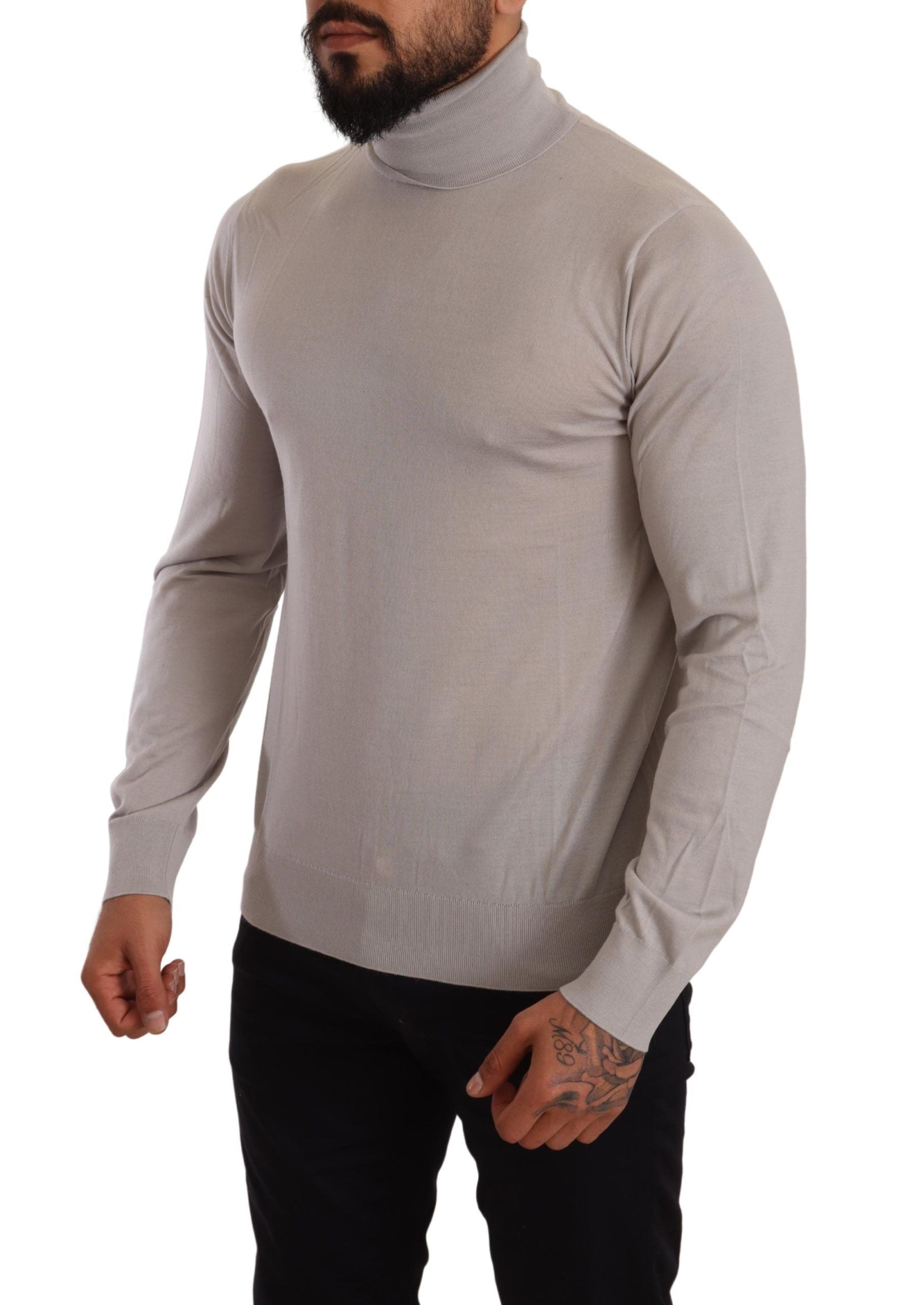 Dolce & Gabbana Elegant Light Blue Cashmere Turtleneck Men's Sweater