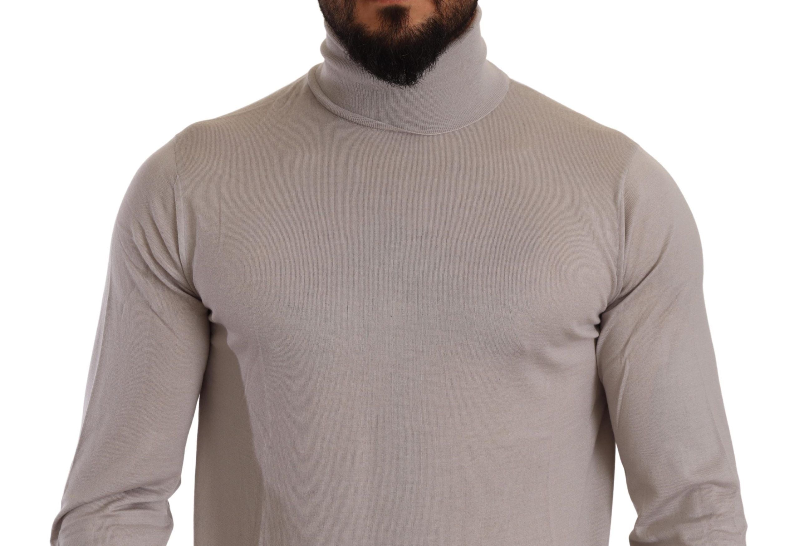 Dolce & Gabbana Elegant Light Blue Cashmere Turtleneck Men's Sweater