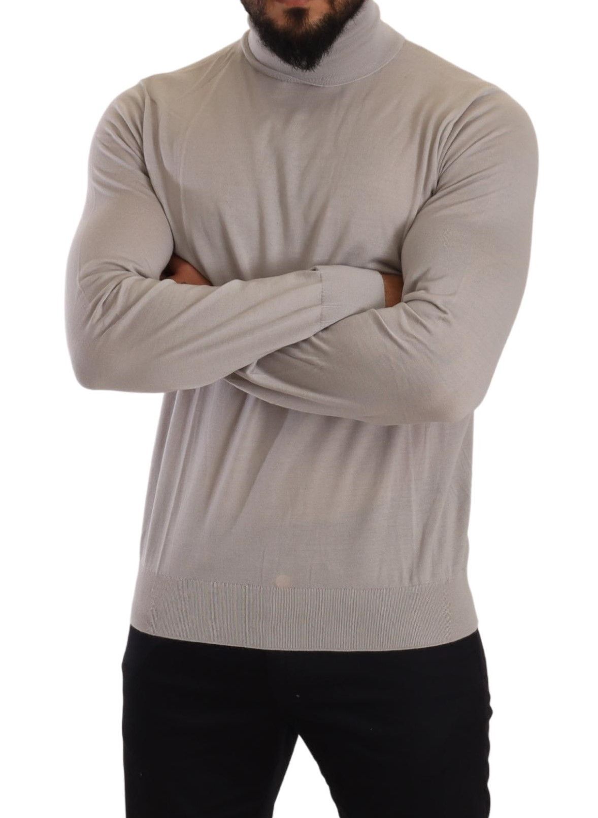 Dolce & Gabbana Elegant Light Blue Cashmere Turtleneck Men's Sweater