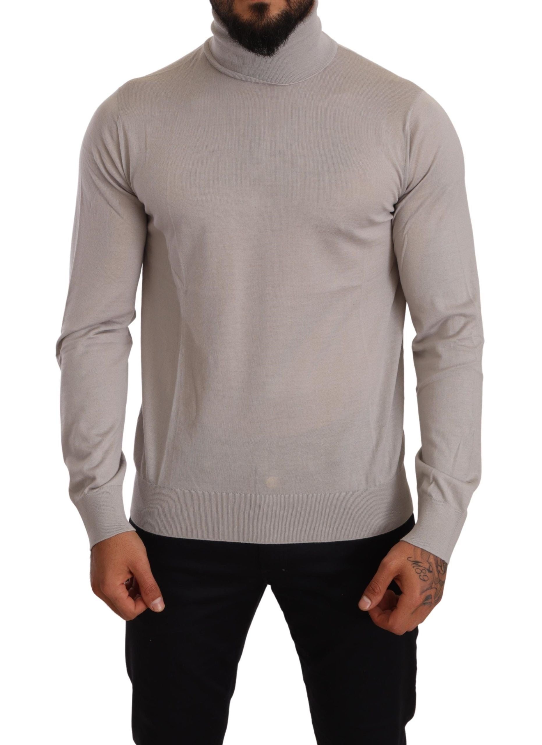 Dolce & Gabbana Elegant Light Blue Cashmere Turtleneck Men's Sweater