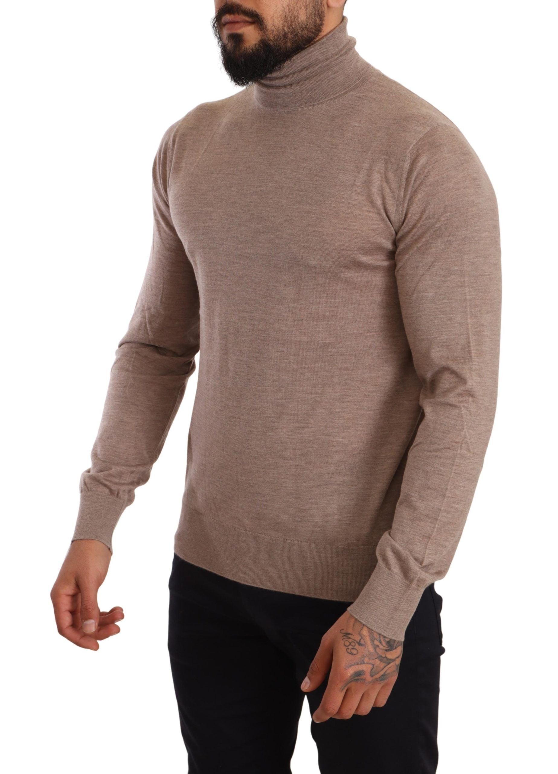 Dolce & Gabbana Brown Cashmere Turtleneck Pullover Men's Sweater