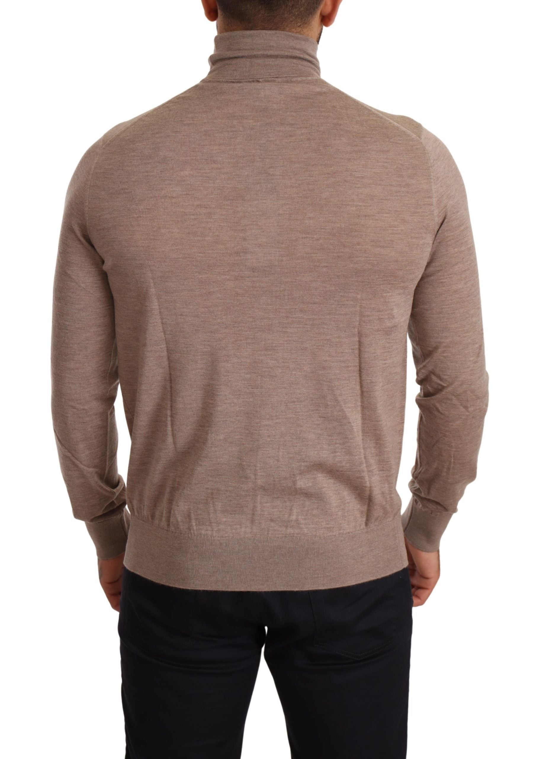Dolce & Gabbana Brown Cashmere Turtleneck Pullover Men's Sweater