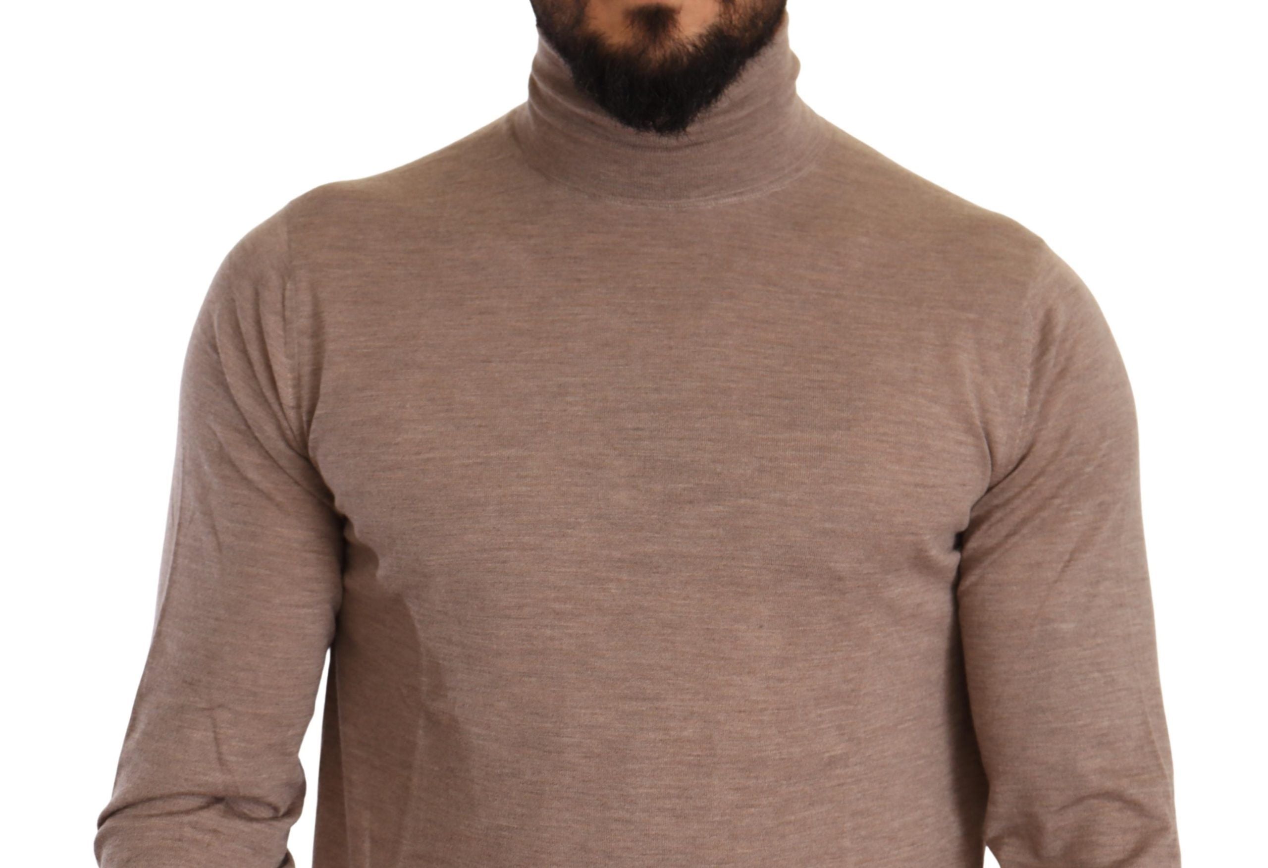 Dolce & Gabbana Brown Cashmere Turtleneck Pullover Men's Sweater