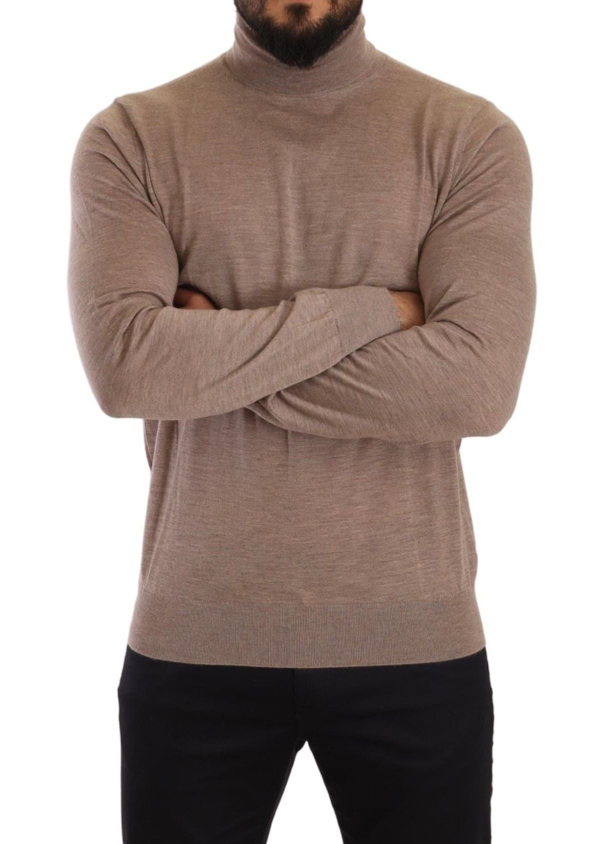 Dolce & Gabbana Brown Cashmere Turtleneck Pullover Men's Sweater