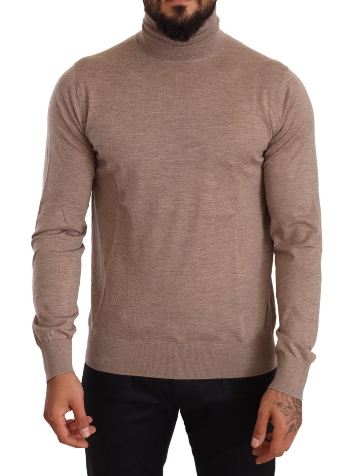 Dolce & Gabbana Brown Cashmere Turtleneck Pullover Men's Sweater