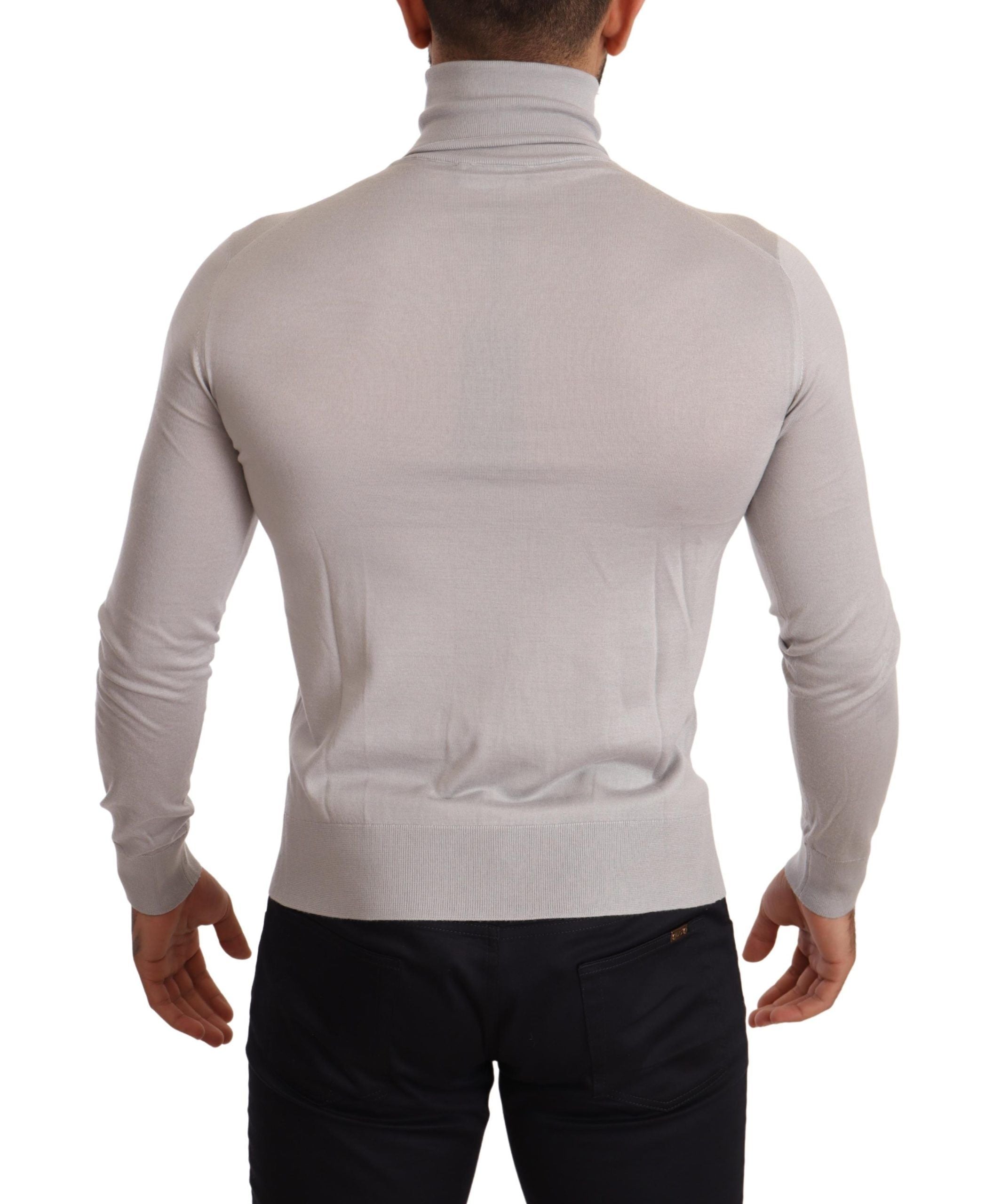 Dolce & Gabbana Gray Cashmere Turtleneck Pullover Men's Sweater