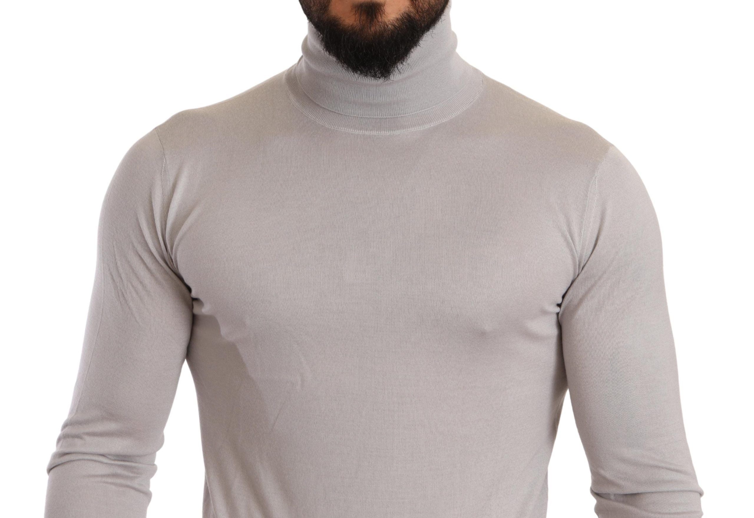 Dolce & Gabbana Gray Cashmere Turtleneck Pullover Men's Sweater