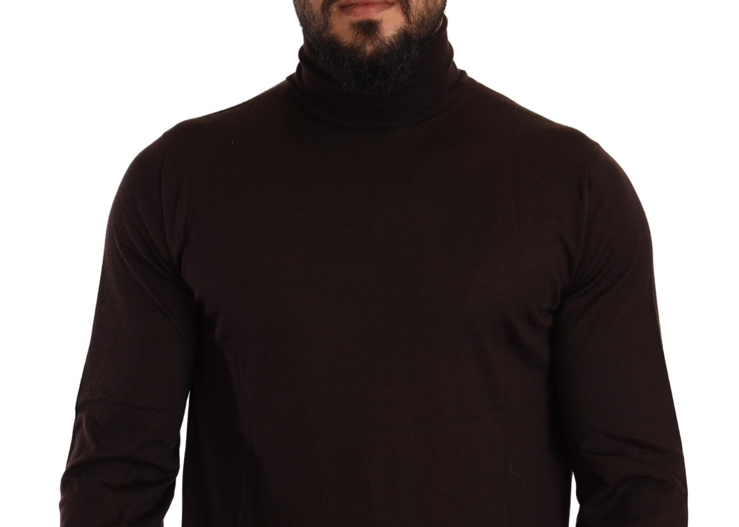 Dolce & Gabbana Brown Cashmere Turtleneck Pullover Men's Sweater