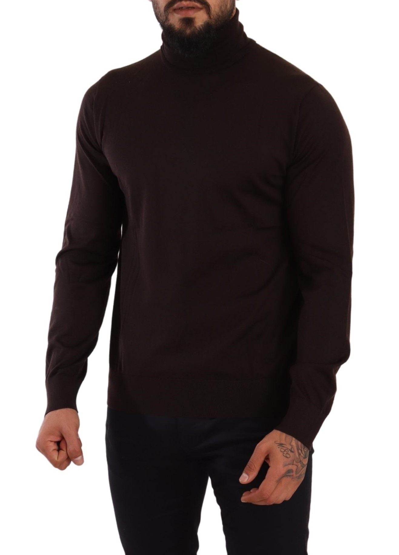 Dolce & Gabbana Brown Cashmere Turtleneck Pullover Men's Sweater