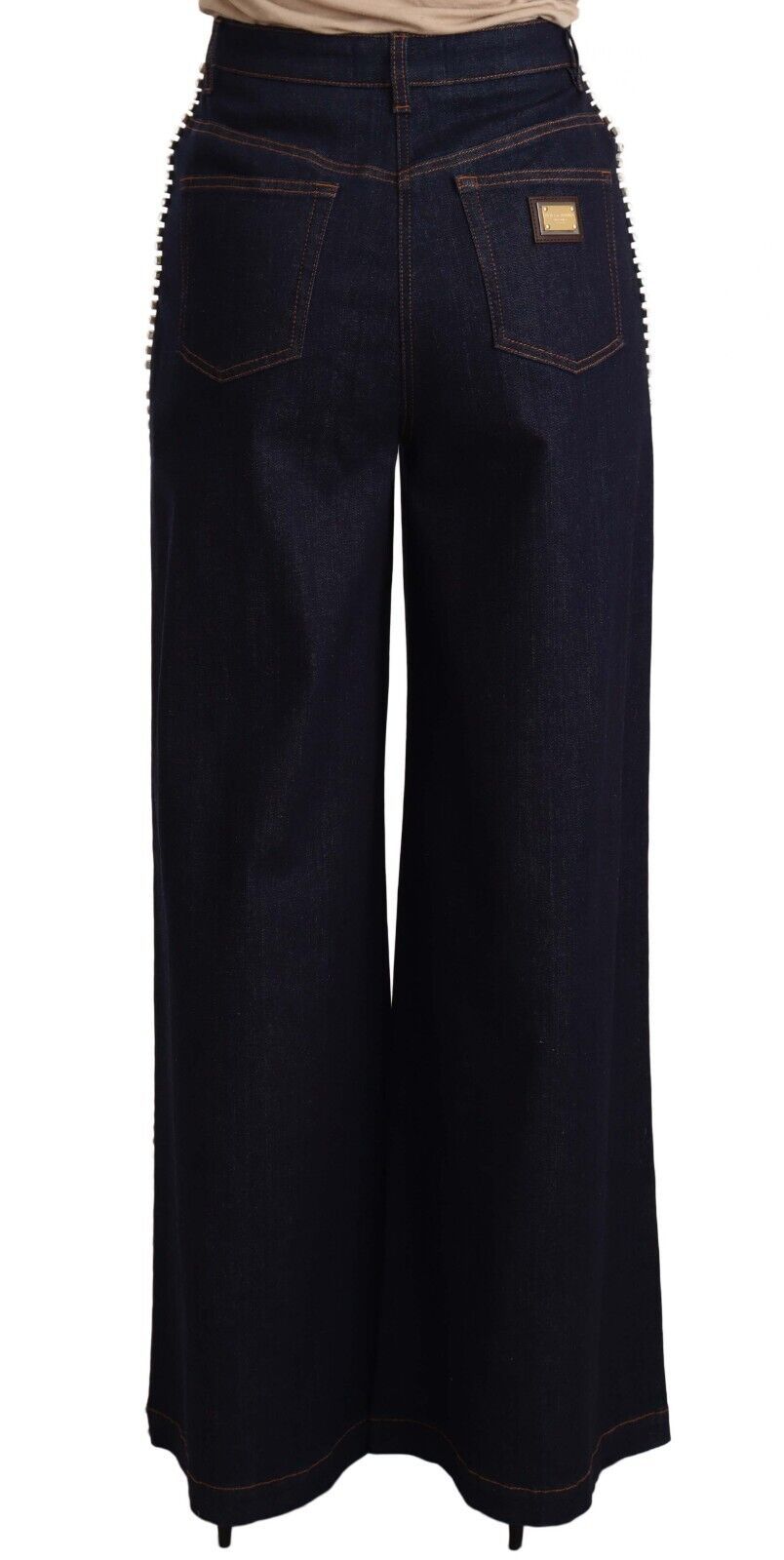 Dolce & Gabbana Dark Blue Crystal Embellished Flare Women's Jeans