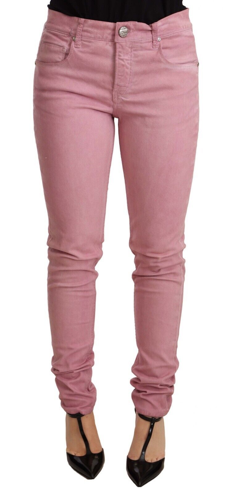 Acht Pink Cotton Slim Fit Women Denim Skinny Women's Pants