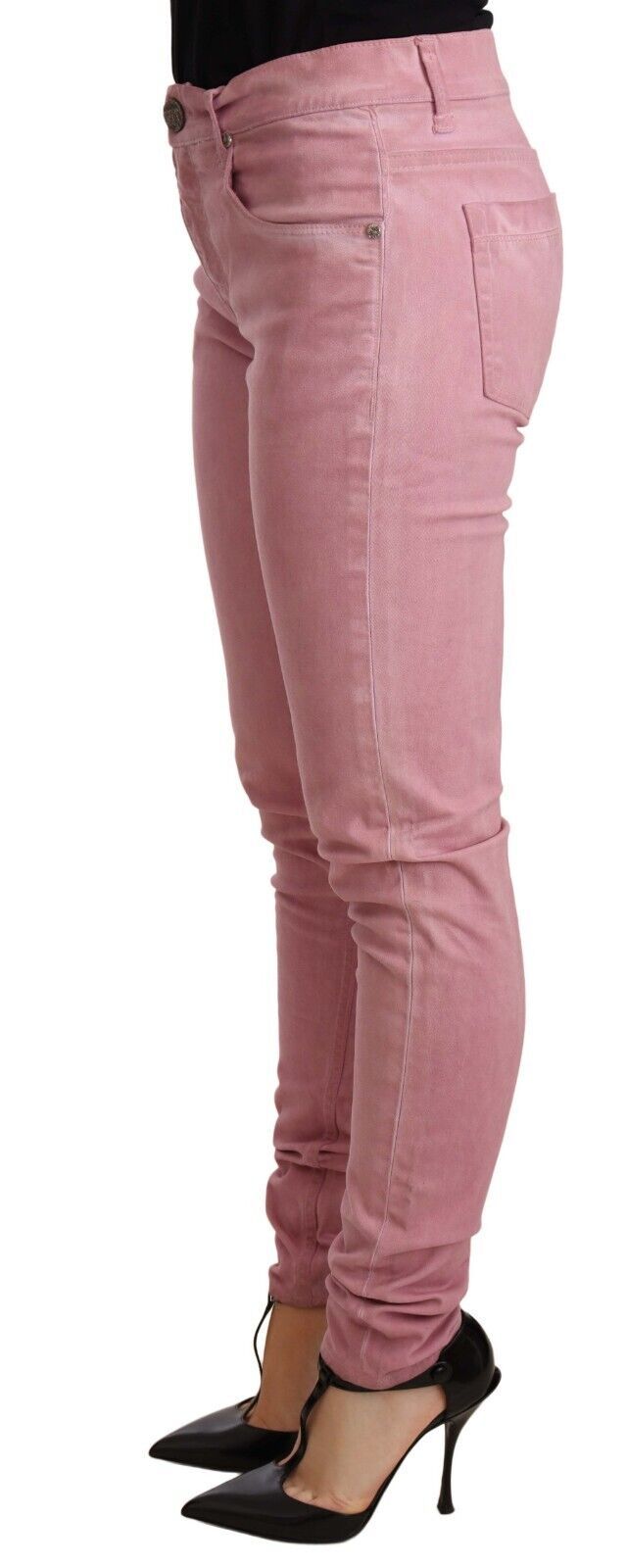 Acht Elegant Slim Fit Pink Denim Women's Jeans
