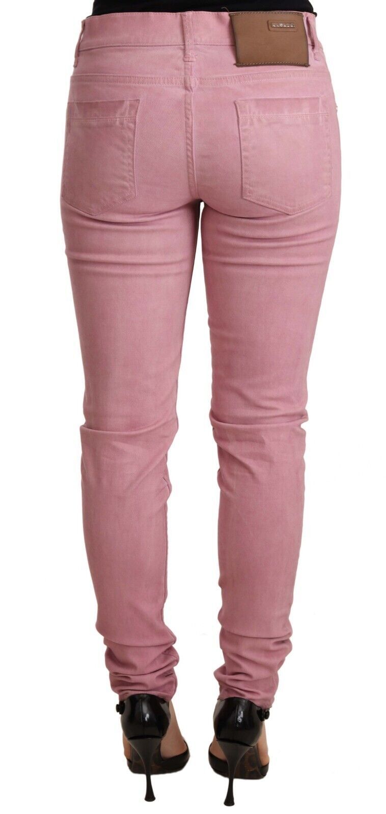 Acht Elegant Slim Fit Pink Denim Women's Jeans