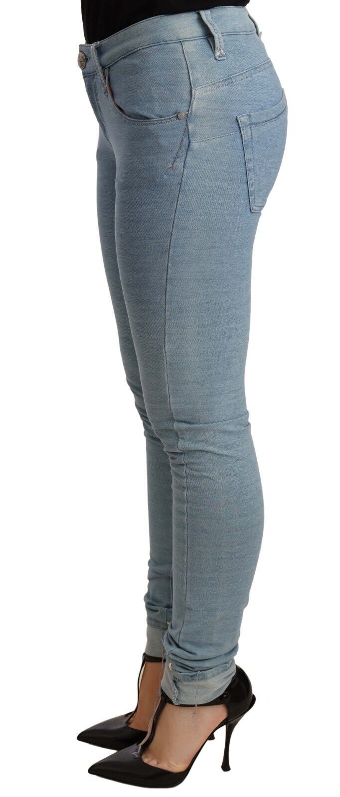 Acht Blue Cotton Stretch Hem Slim Fit Women Denim Women's Trouser