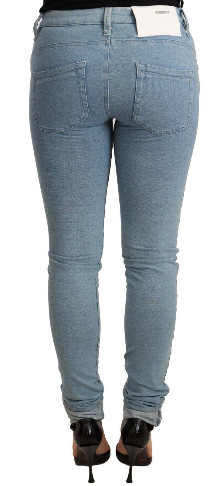 Acht Blue Cotton Stretch Hem Slim Fit Women Denim Women's Trouser