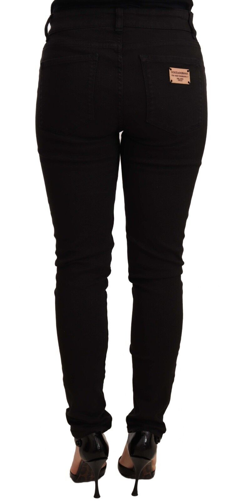 Dolce & Gabbana Chic Black Mid-Waist Skinny Denim Women's Jeans