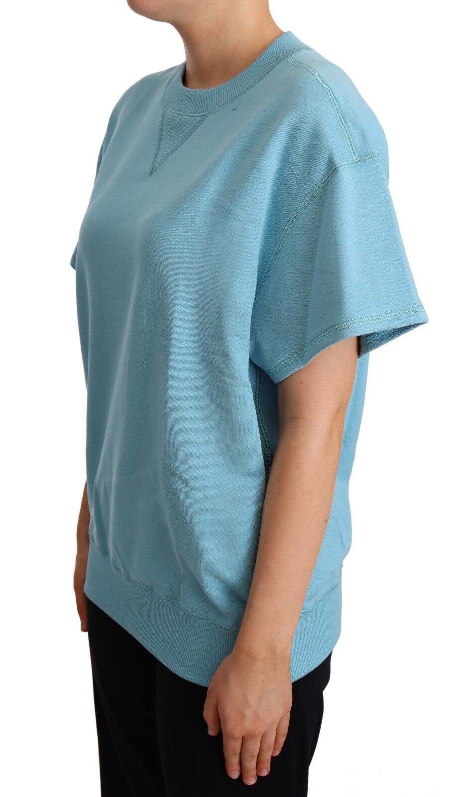 Dolce & Gabbana Blue Cotton Short Sleeves Crew Neck Women's Top