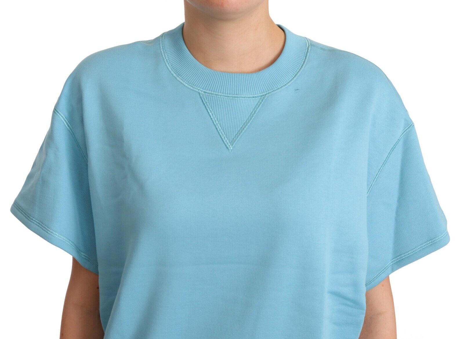 Dolce & Gabbana Blue Cotton Short Sleeves Crew Neck Women's Top