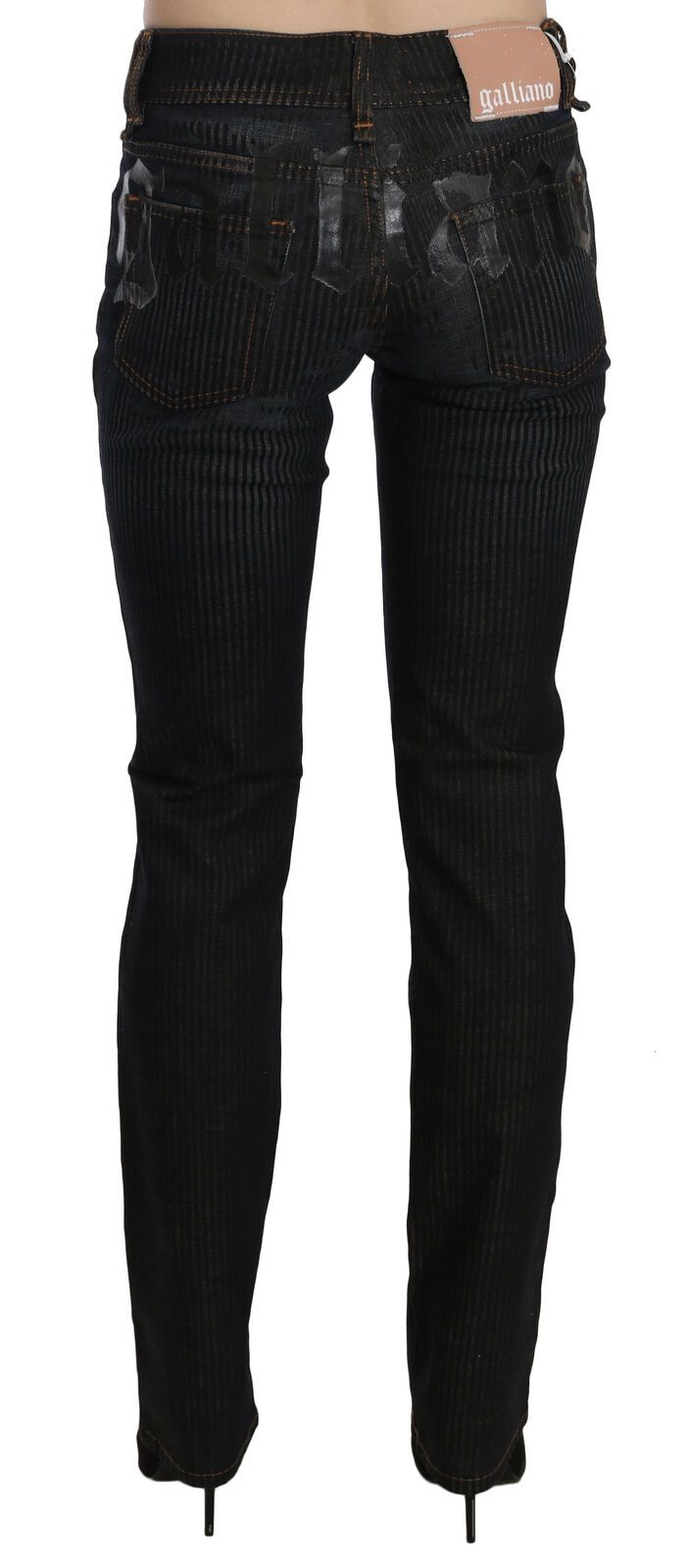 John Galliano Black Mid Waist Slim Fit Corduroy Denim Casual Women's Pants