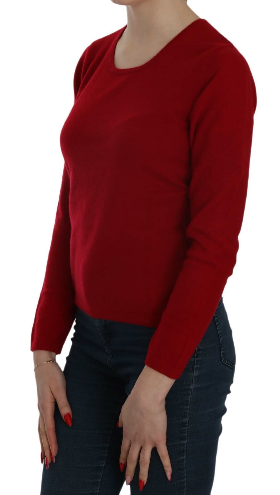 MILA SCHÖN Red Round Neck Pullover Cashmere Women's Sweater