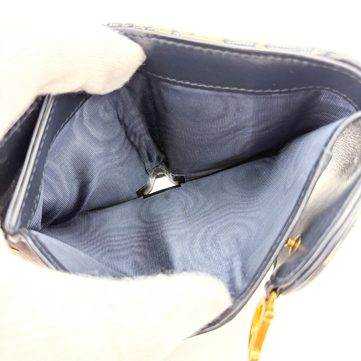 Christian Dior Saddle Flap Oblique Canvas Navy Canvas Wallets Accessory (Pre-Owned)