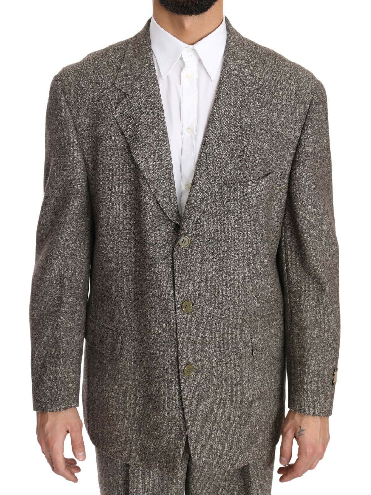 Fendi Brown Wool Regular Single Breasted Men's Suit