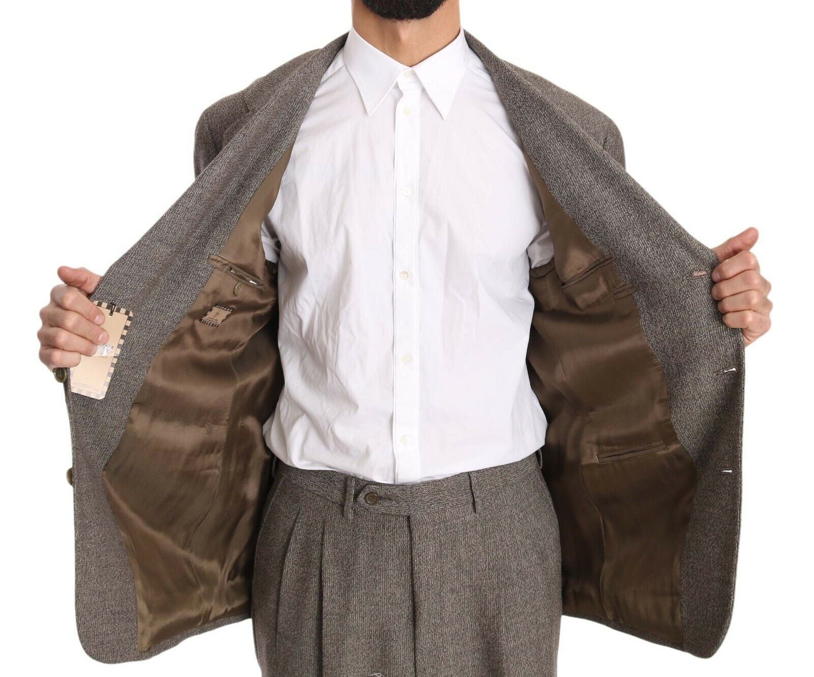 Fendi Brown Wool Regular Single Breasted Men's Suit
