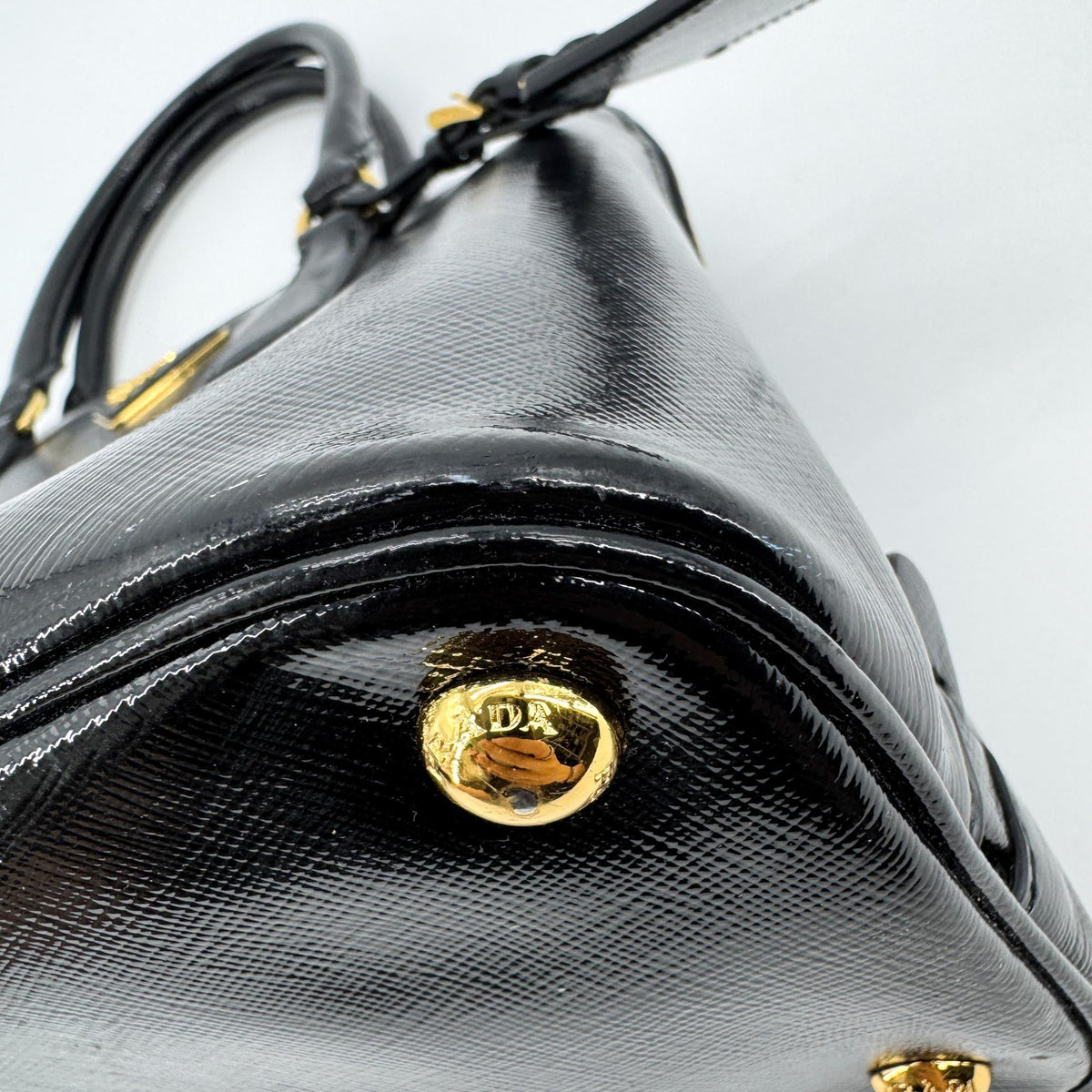 Prada Promenade Vernice Saffiano Leather Black Leather Handbag (Pre-Owned)