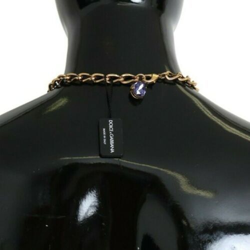 Dolce & Gabbana Pink Gold Brass Crystal Purple Pearl Women's Pendants