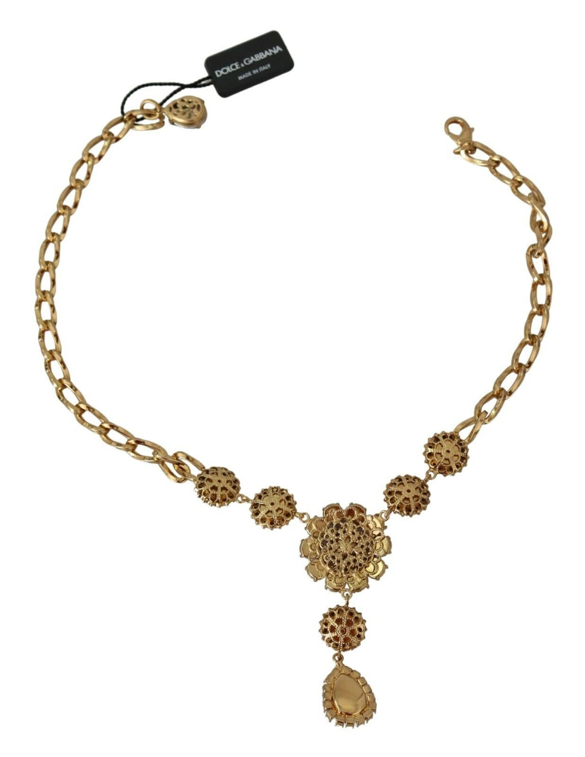 Dolce & Gabbana Pink Gold Brass Crystal Purple Pearl Women's Pendants
