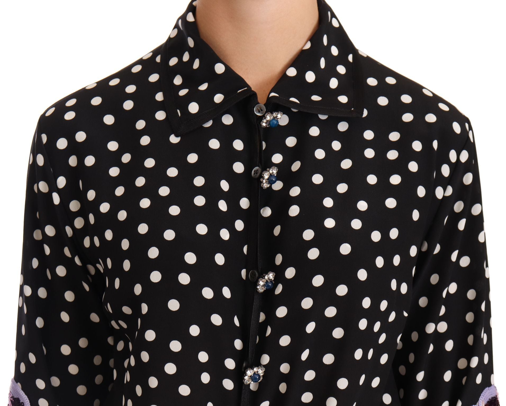 Dolce & Gabbana Elegant Silk Polka Dot Sequin Midi Women's Dress