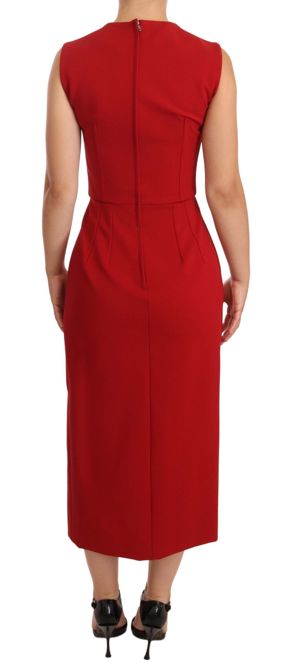Dolce & Gabbana Red Sweetheart Sleeveless Midi Stretch Women's Dress