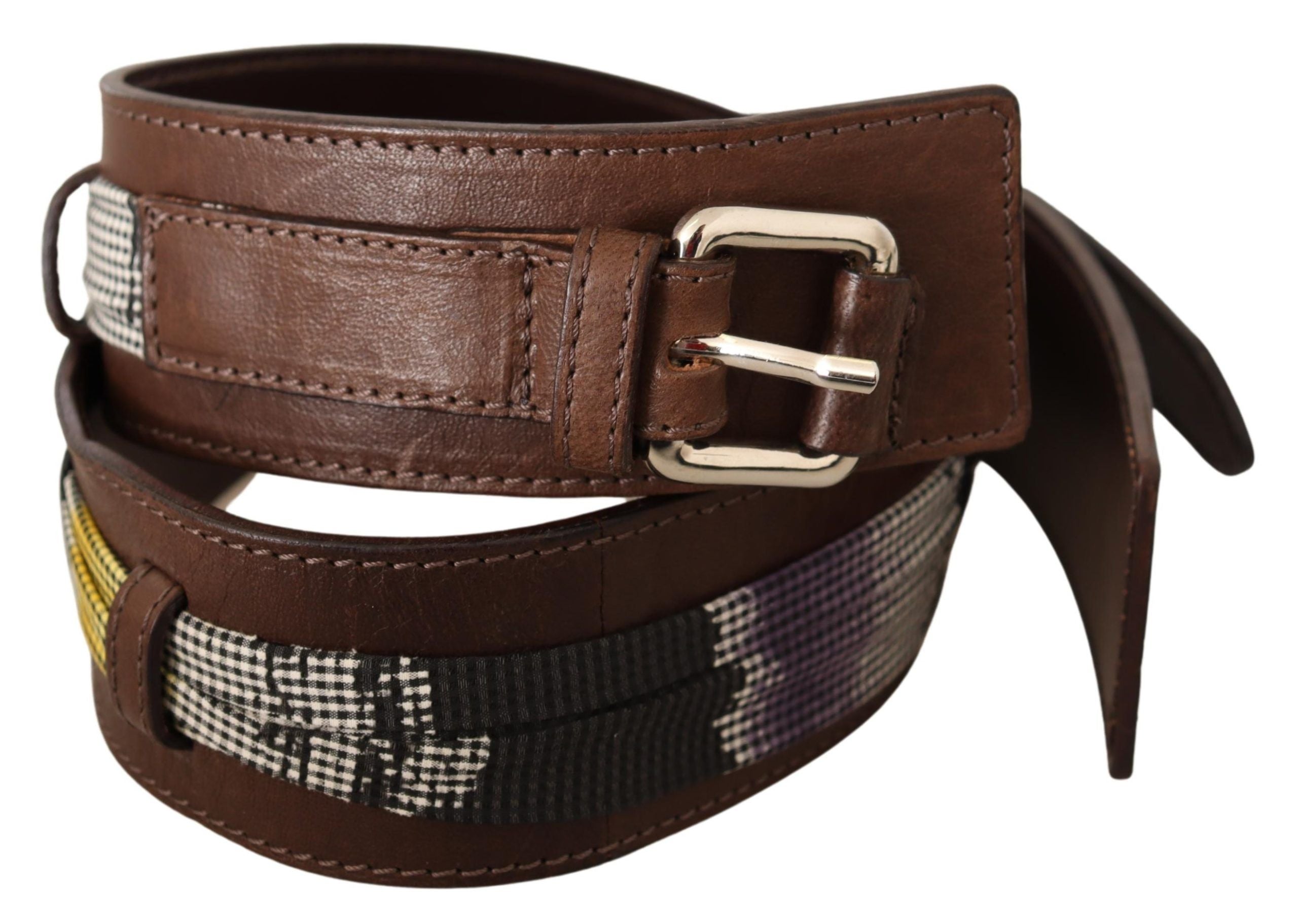 Costume National Brown Leather Silver Buckle Women's Belt