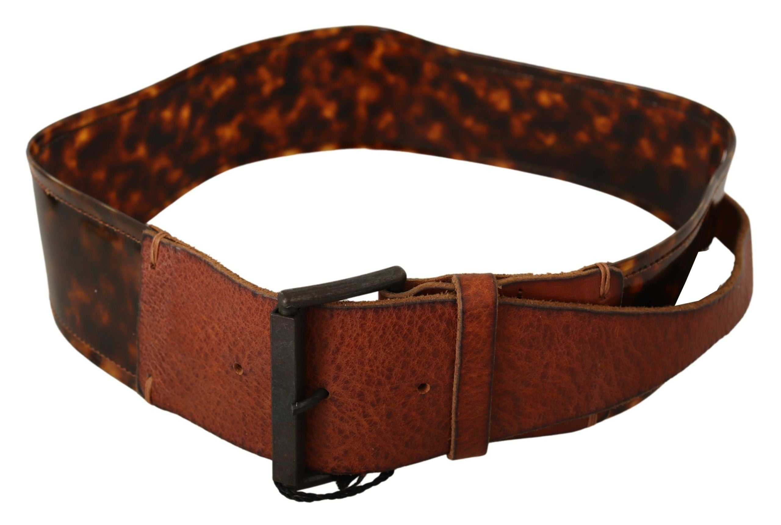 Ermanno Scervino Dark Brown Leather Buckle Waist Women's Belt