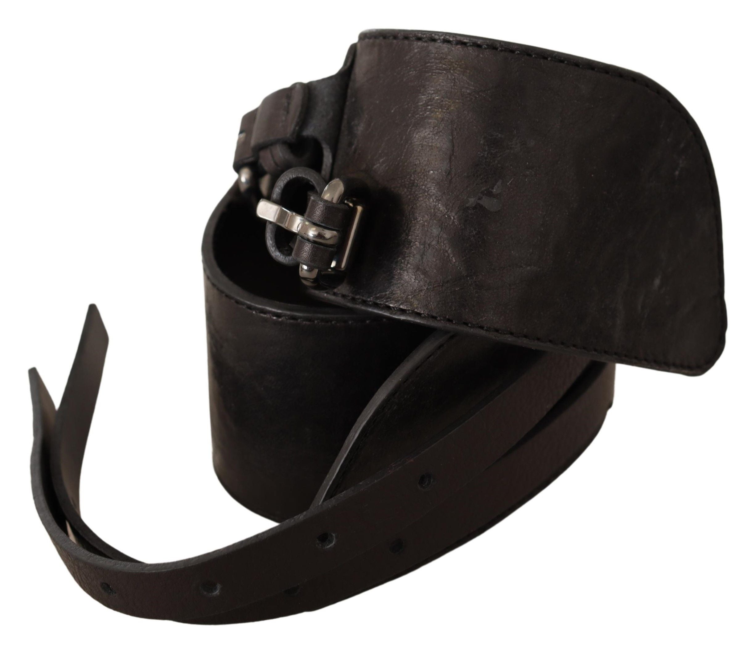 Costume National Dark Brown Leather Double Buckle Women's Belt