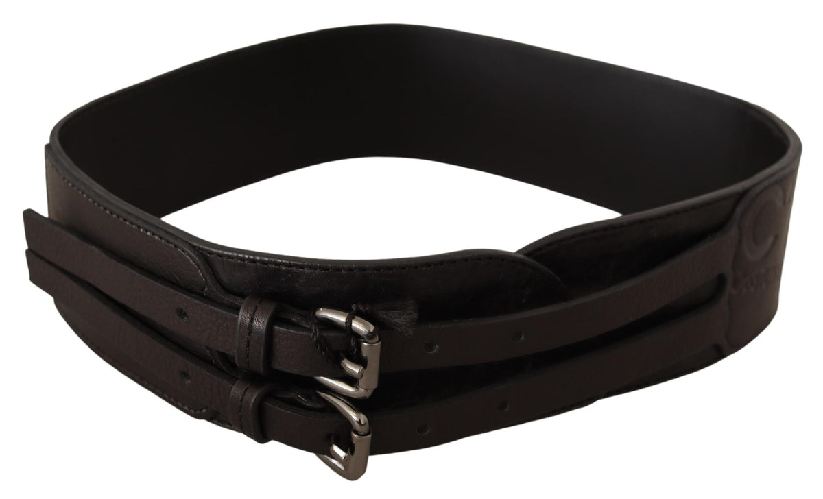 Costume National Dark Brown Leather Double Buckle Women's Belt