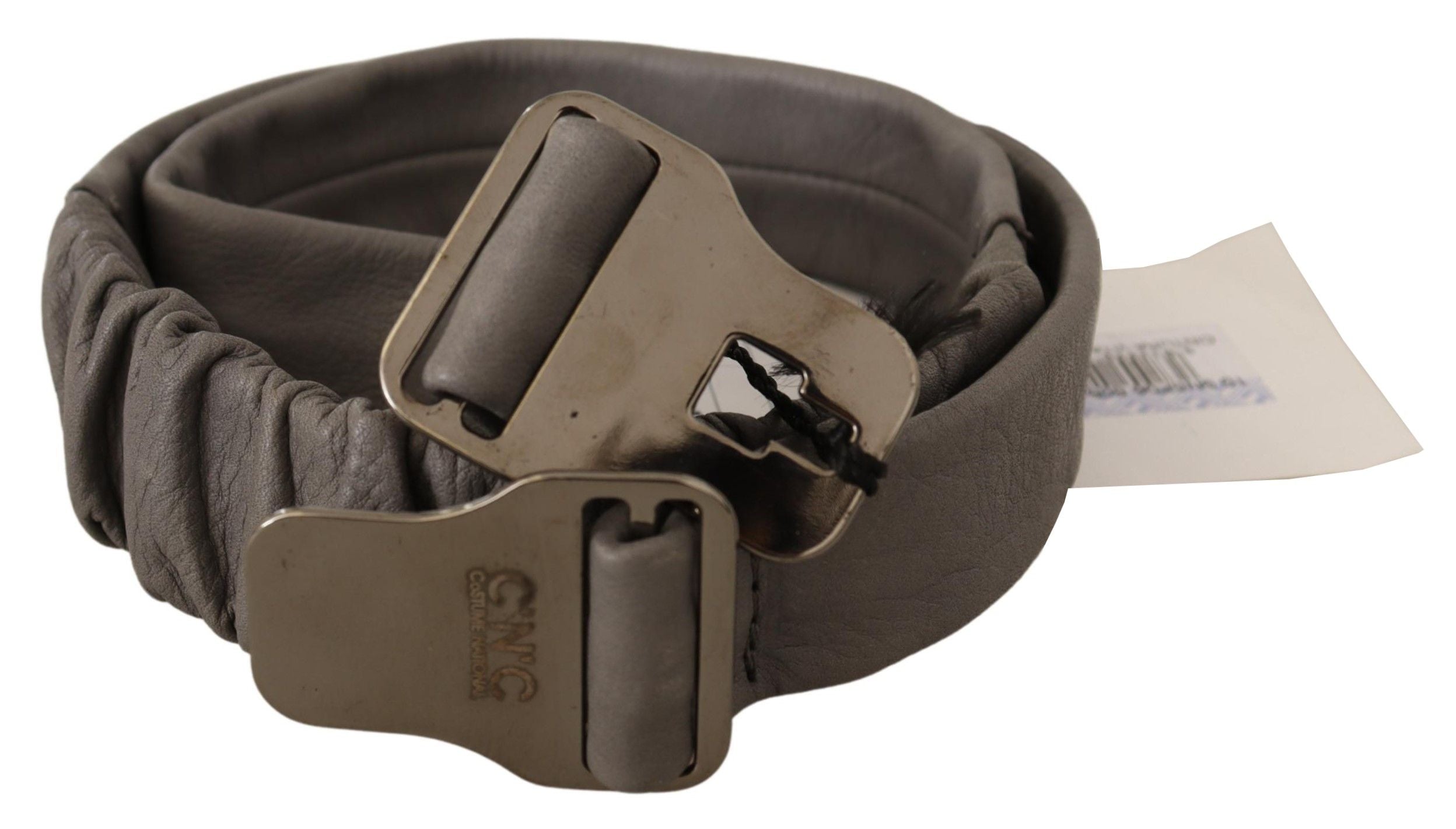 Costume National Gray Leather Silver Buckle Waist Women's Belt