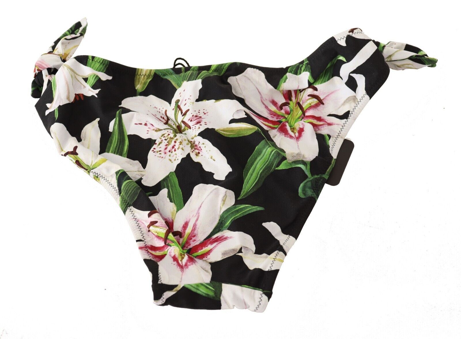 Dolce & Gabbana Bikini Bottom Black Lily Print Swimsuit Women's Swimwear