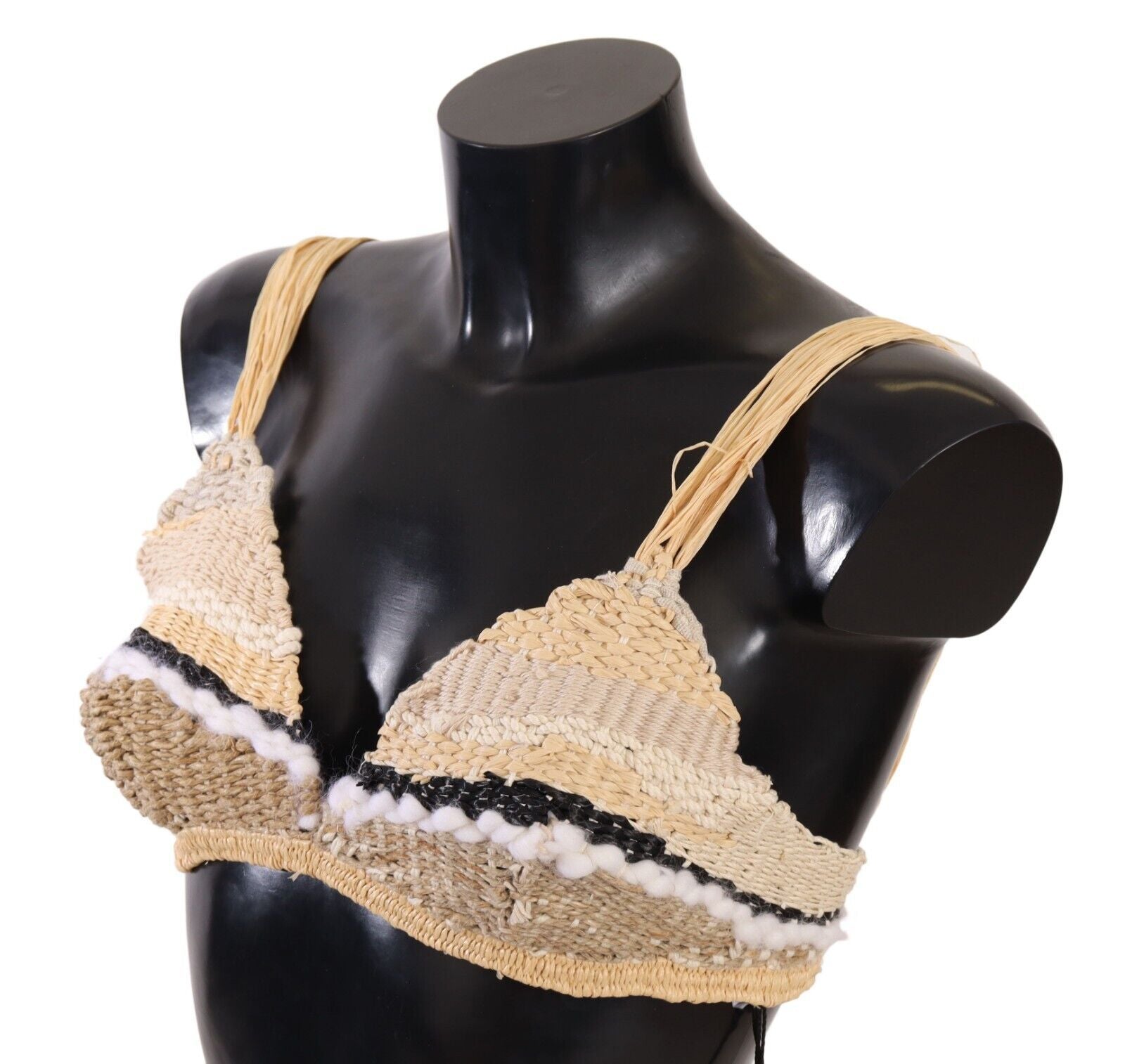 Dolce & Gabbana Beige Straw Raffia Woven Crochet Cover Up Women's Top