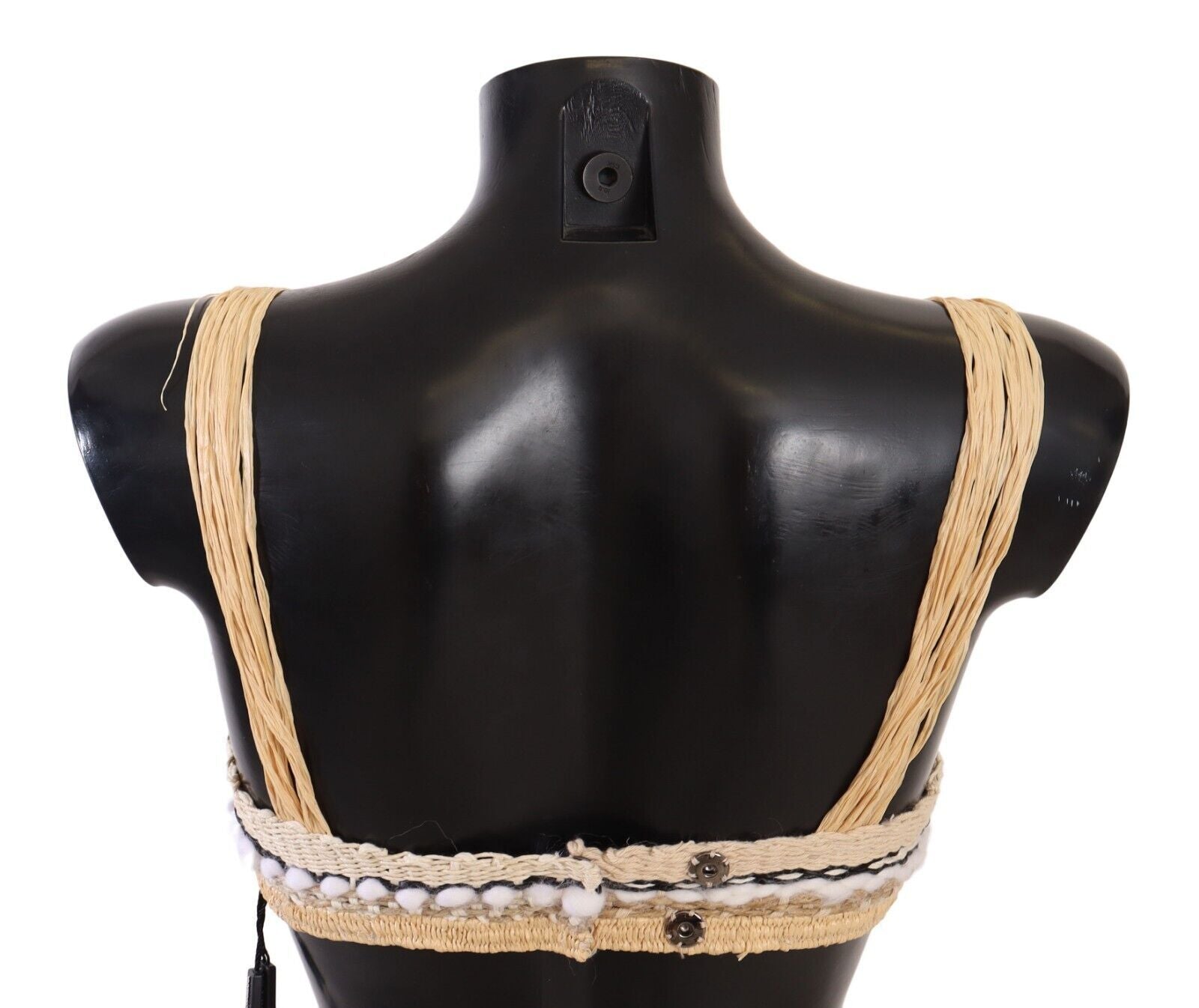 Dolce & Gabbana Beige Straw Raffia Woven Crochet Cover Up Women's Top